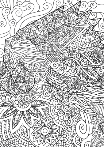 Eagle Head Zentangle Coloring Page